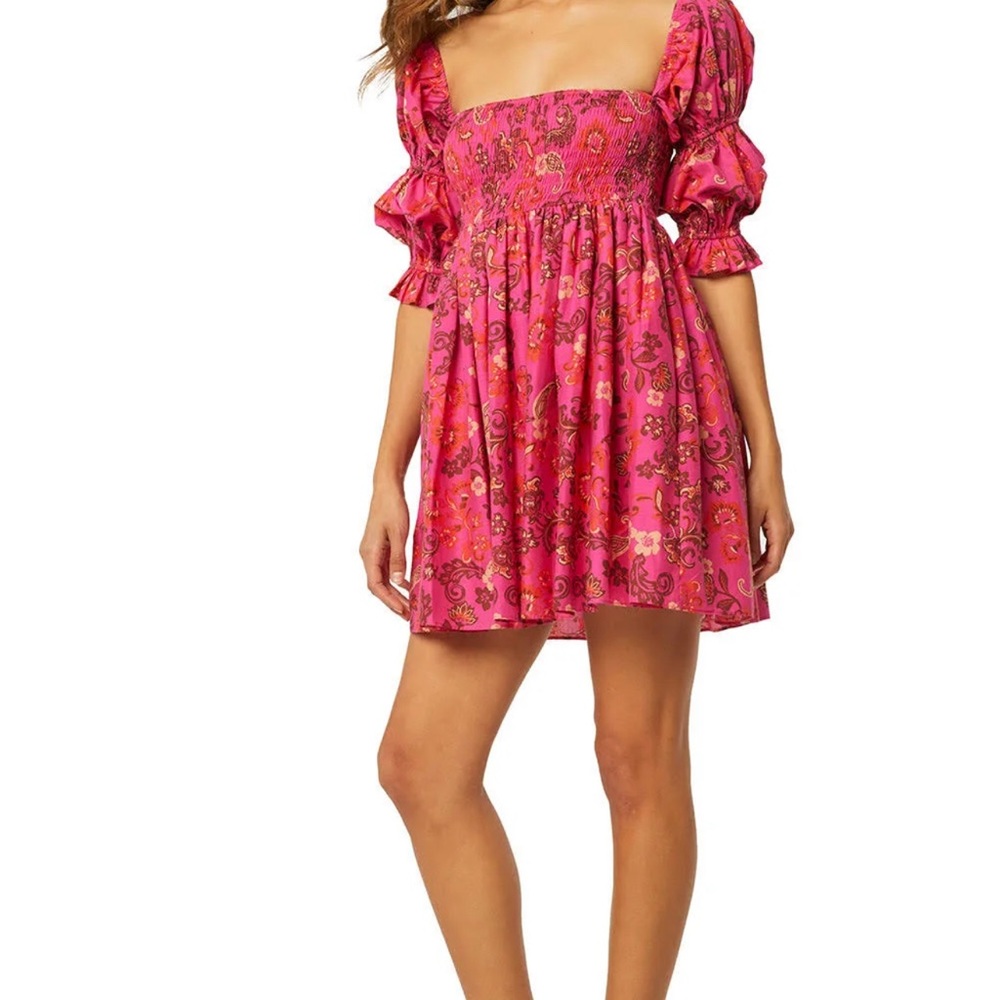 MISA Los Angeles Floral pink baby doll dress
